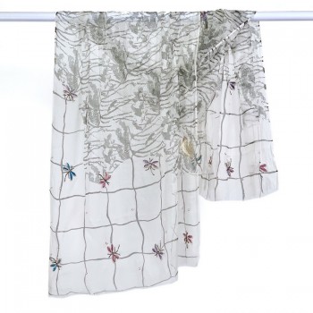 印度製真絲羊毛混紡手工釘珠披肩