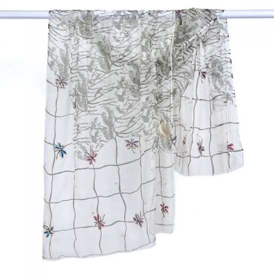 印度製真絲羊毛混紡手工釘珠披肩